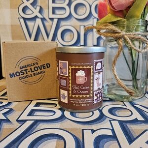 NWT Bath & Body Works Hot Cocoa & Cream Single Wick Candle - Brown & Silver